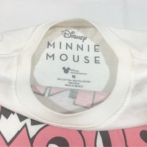 Lot Of 2 Disney Medium Mickey Minnie Mouse Crewneck Coup T Shirt S/S Graphic Tee - Picture 8 of 10